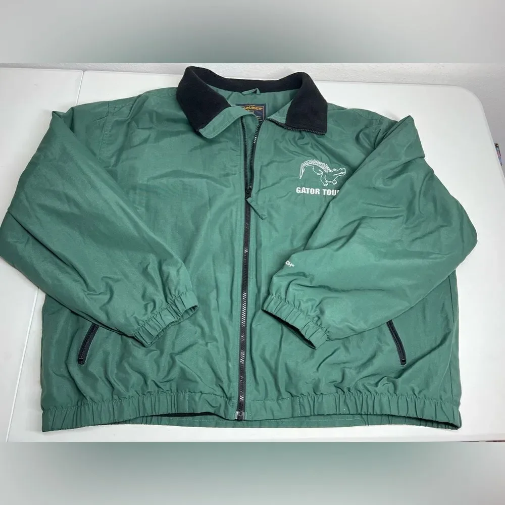 Woolrich Gator Tours Zip Up Hooded Windbreaker Jacket Men's 2XL Green